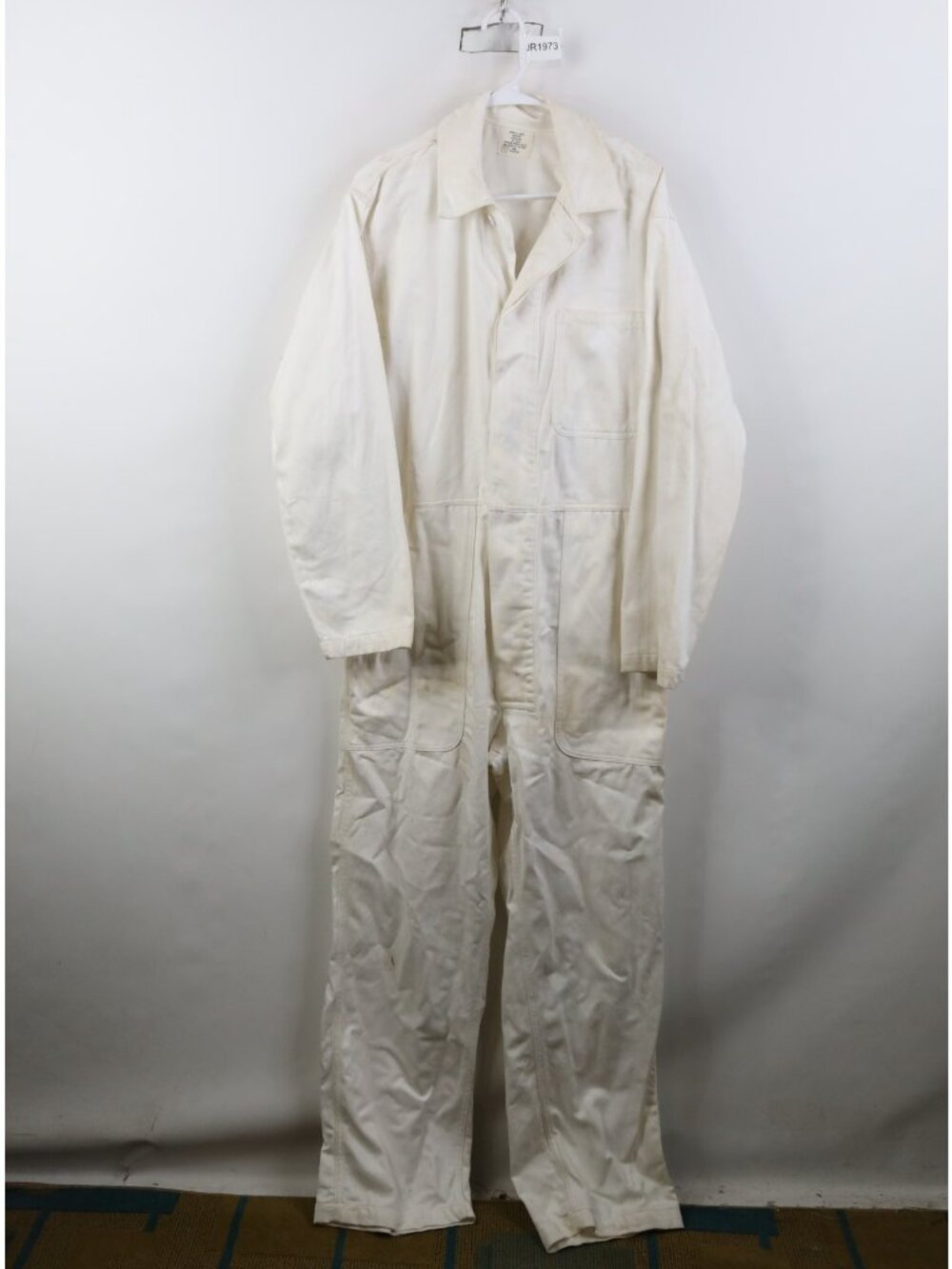 Vtg 80s USGI Military Mens Small Distressed Safety Protective Coveralls White
